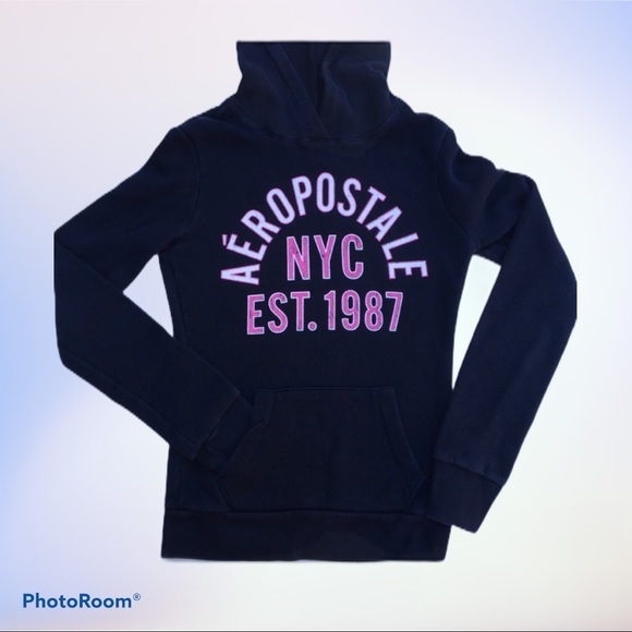 Aeropostale Girls Dark Blue 1987 Classic Pullover Graphic Hoodie - Picture 1 of 15